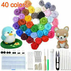 Needle Felting Starter Tool Kit Set Wool Roving 40 Colors Set For Diy Gift