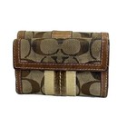 Auth Coach Signature - Khaki Dark Brown Beige Jacquard Leather