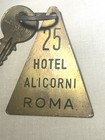 Vtg Brass Room Key No  25 Late 1940s Early 50s Hotel Alicorni Roma  rome Italy 