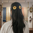 Handmade Crochet Sunflower Hair Clips Yellow Floral Alligator Clips Pair Set