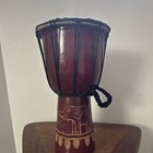 Wood Djembe Hand Drum  Rope-tuned  Carved Elephant Design  Analog 11 5   
