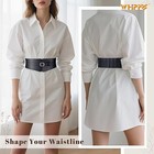 Women Wide Elastic Waist Belt Wide Leather Fits Waist Size 29 -32  Navy Blue