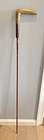 Antique Brown Painted Metal Umbrella Stick W  Ornate Brass Handle Hesse