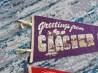 2 Vintage Souvenir Felt Pennants Glacier   Yellowstone National Park Mt Wy