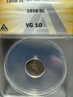 1858 Liberty Seated Half Dime H10c Anacs Vg10 Very Good 10 Straight Grade Silver