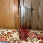 Vintage Blendo Rose Glow Cranberry Martini Pitcher Iridescent Ombre Mcm Bar Ware