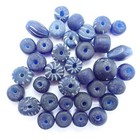 35 Pcs Striped Cobalt Blue Glass Trade Beads Antique Dayak Kalimantan Trade Wind