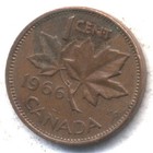1966 Penny Queen Elizabeth Ii Cent Canada Canadian One Cent Coin  760