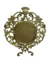 Vintage Antique Cast Iron Brass Gilded Art Nouveau Ornate Oval Picture Frame