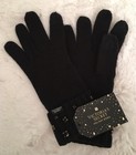 Victoria s Secret Gloves Luxe Gem Soft Knit Black Gold Tone Mount Tech Tip Nwt