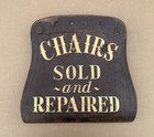 Wonderful Chairs Sold And Repaired Sign On 19th C  Pa Plank Seat 14x15 Folk Art