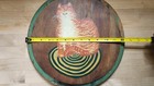 Vintage Primitive Folk Art Hand Painted Odd Orange Cat On Rug Wall Hanging
