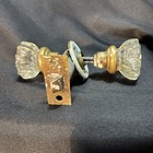 Vintage 8 Point Glass Door Knob Set W  Mortise Lock  Spindle   Rosettes  Mercury