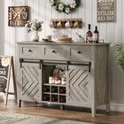 47 2  Farmhouse Wine Bar Cabinet With Sliding Barn Door   3 Drawer   Wine Rack
