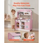 Uimoso Wooden Play Kitchen Set For Kids  Pretend Toy For Ages 3-8  3-piece Pink