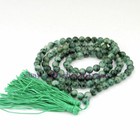 Fashion 10mm Tibet Buddhist 108 White   Green Jade Prayer Beads Mala Necklace