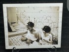 Vintage Photo African American Girls On Bed Matching Bows Candid 1950 s
