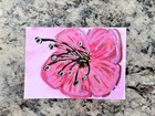 Aceo Original Mixed Media Painting Art Card Tropical Flower