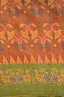 Fnc Vintage Orange Sambalpuri Ikat Sarees Handwoven Art Silk Sari Fabric Antique