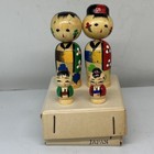 Vtg 2 Kokeshi Mini Nesting Doll Wooden W Babies Bobble 3  Japanese Family