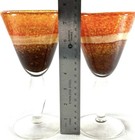 Pier 1 Imports Hand Blown Art Glass Goblets Set Of 2 Orange Amber Brown 7 5   