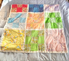 Vintage Patchwork Quilt Handmade Bright 9 Patch 71 x84  Hand Sewn Poly Cotton  