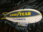 Vintage Large Goodyear Tires Sign - Porcelain Gas Service Blimp Advertising Sign