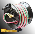 300psi 100  Manual Twin Oxy Acetylene Welding Hose Reel Mount W 100ft Weld Hoses