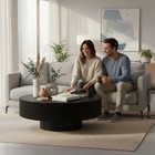 Round Coffee Table fluted Coffee Table With Sturdy Pedestal mid Century Modern C