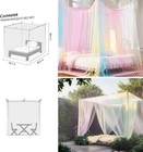 Curtains Bed Canopy Rainbow Mosquito Net For Bed Canopy Four Corner Post Eleg   