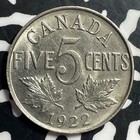 1922 Canada 5 Cents Lot t1389 High Grade  Beautiful 