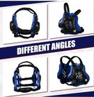 Halloscume Open Face Wrestling Headgear Blue Black Youth Kids Adjustable Straps