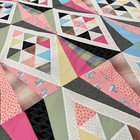 Handmade  Pink Mulholland Drive Cotton Patchwork Quilt Top topper 86x86 