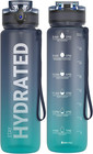 32oz Water Bottle With Time Marker Leakproof Bpa Free Gym Travel Wide Mouth Lid