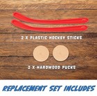 New Replacement Set Of 2 Red Sticks   2 Wooden Pucks For Nok Hockey Game Carrom