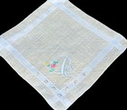 Vintage Embroidered Rose Monogrammed  c  In Blue Handkerchief   29