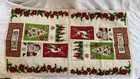 Vtg Parisians Prints Christmas Tea Towel Linen  Greetings Santa Reindeer