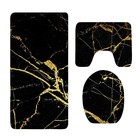 3-piece Bathroom Bath Mat Contour Rug Set And Toilet Lid Cover Marblepattern Set