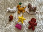 Vintage Lot Of 6 Handmade Felt Christmas Ornaments Holiday Tree Decorations