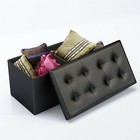 Faux Leather Foot Stool Storage Sofa Ottoman Bench Folding Footrest With Lid