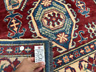 4x7 Vintage Oriental Rug Hand-knotted Red Handmade Antique Heriz Blue Fine 5x7