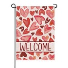  Welcome Valentines Day Small Decorative Garden Flag  Watercolor Red Red Heart