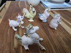 Beautiful Walker Hagen Renaker Set - Pink Bisque Rooster Hen Pig Puppy Horse
