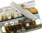 Rough Rider Rams Horn Trapper 4  Folder Etching Blade Knife Rr1509