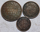 British India George V One Quarter Anna  1 2 Pice  1 12 Anna Copper 3 Old Coins