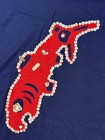 Vintage Northwest Coast Inspired Salmon Fabric Textile Pearl Buttons Wall Art