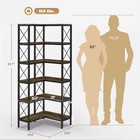 Homcom L-shaped Bookshelf  5-tier Corner Bookcase  Rustic Brown