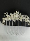 Rhinestone Bride Wedding Hair Comb Silver Pearl Cz Bridal Hair Piece