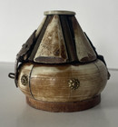 Camel Bone Round Trinket Box  Hinged Brass Hasp  Velvet Lining  Unique  Vintage