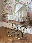 Vintage Victorian Wicker Baby Doll Carriage Pram Stroller - New In Box
